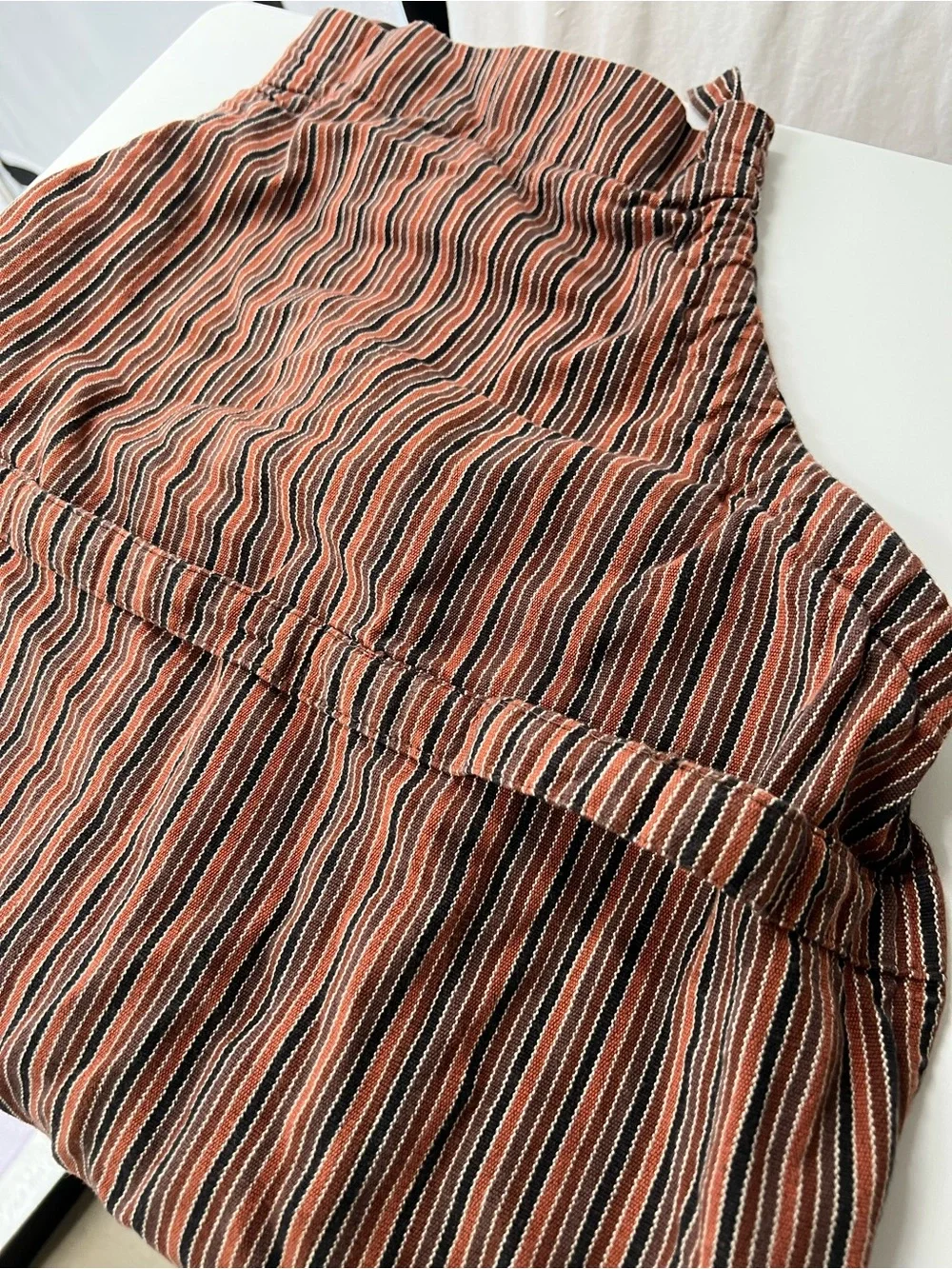 IKEA Apron Rust and Black Narrow-Striped Woven Fabric Panel